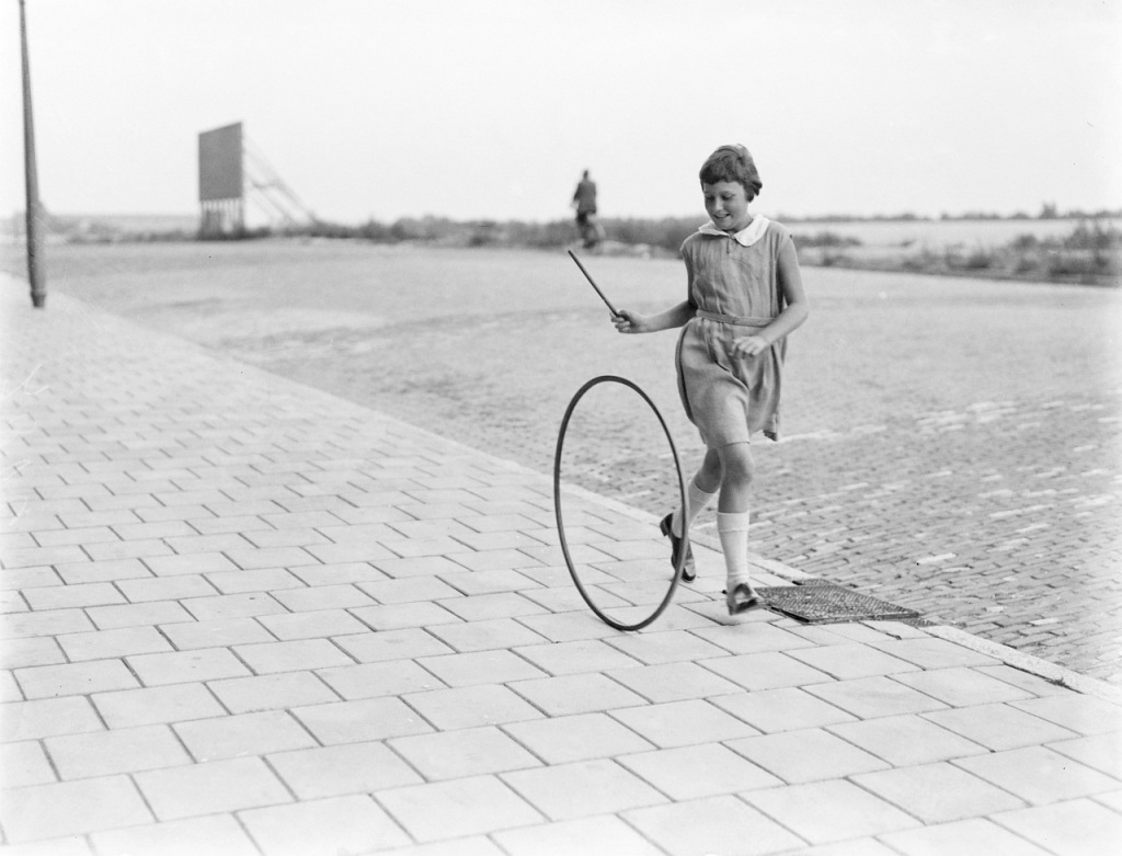 Young girl spinning a circle